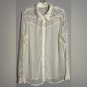 Elegant Roper Cream Lace Shirt Size XL